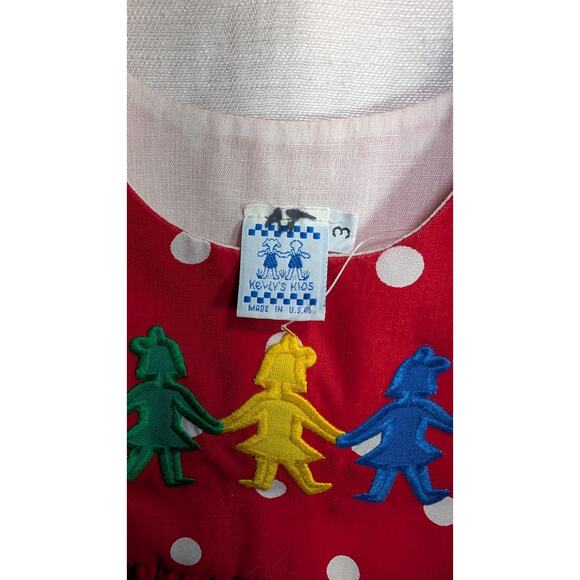 Vtg Kelly's Kids Girls Red Polka Dot Jumpsuit Sz 3T One Piece Retro 90s Colorful - Picture 3 of 5